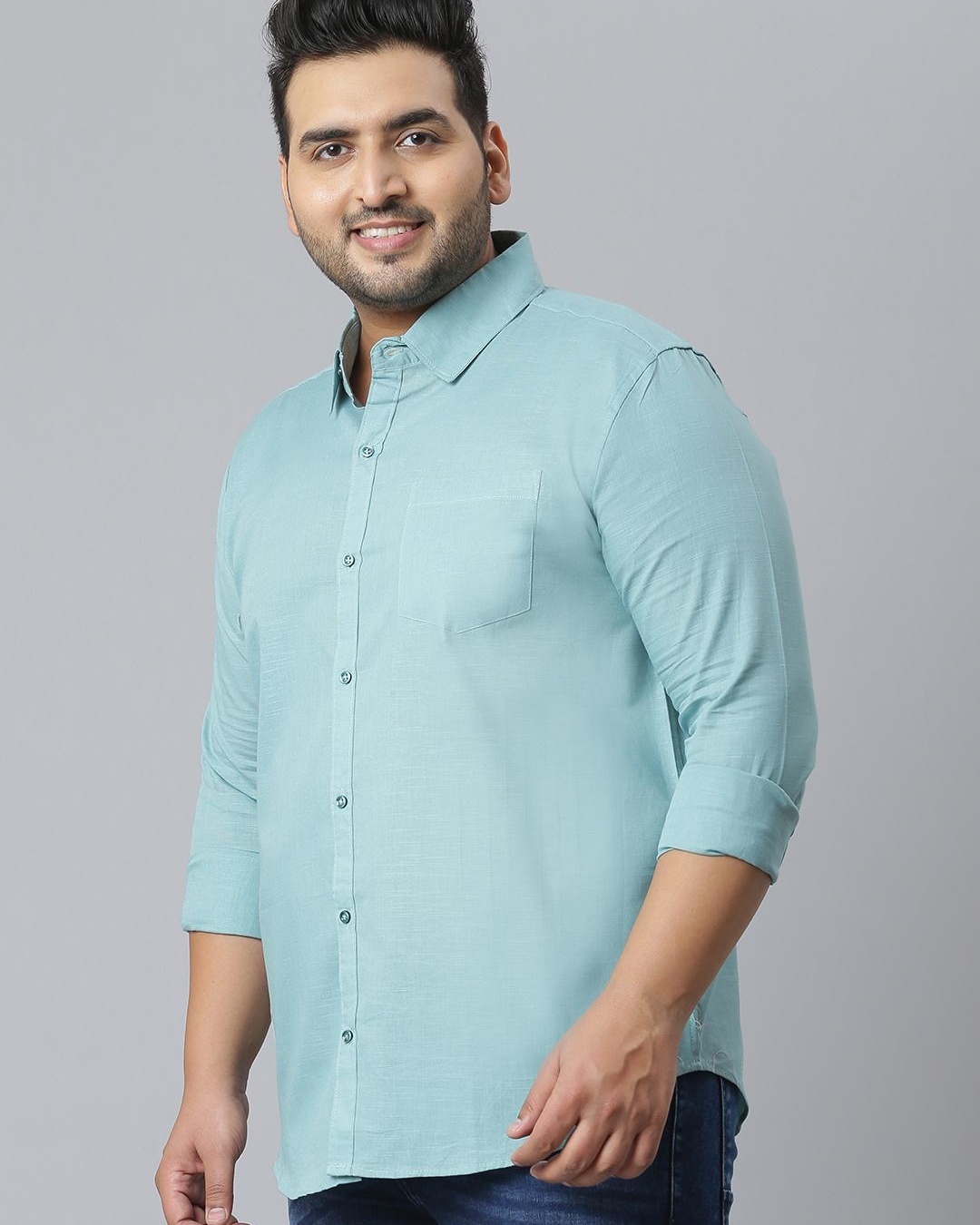 Shop Men's Blue Plus Size Shirt-Back