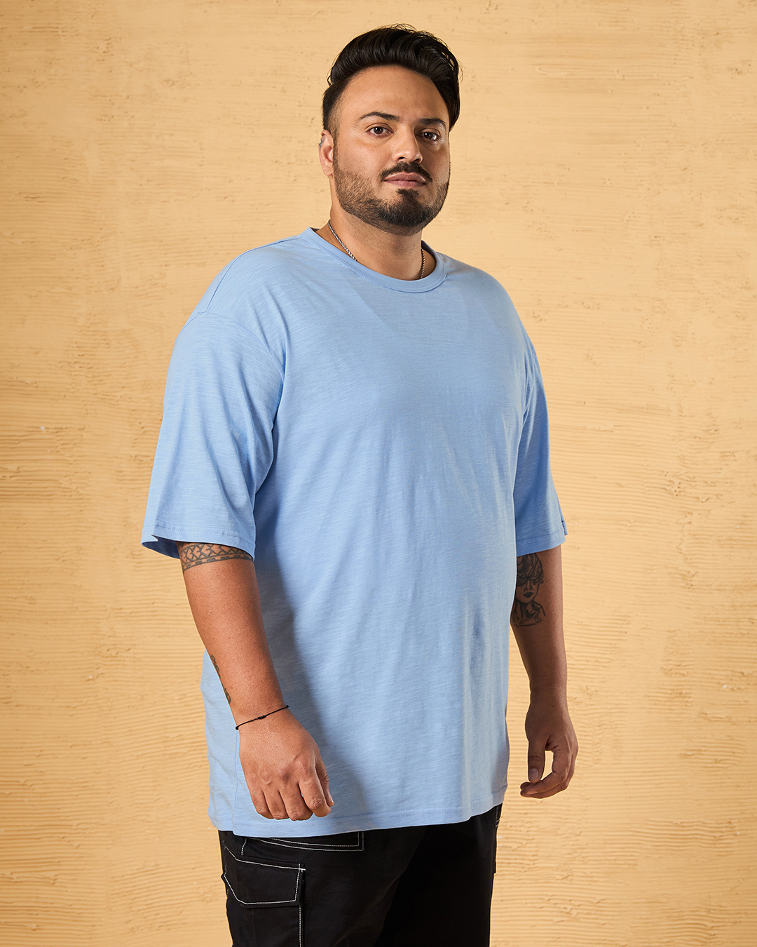Shop Men's Blue Oversized Plus Size T-shirt-Back