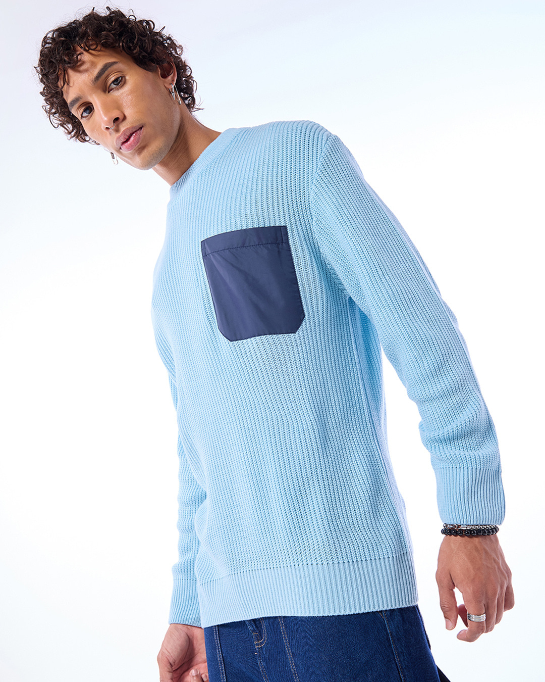 Shop Men's Blue Oversized Sweater-Back