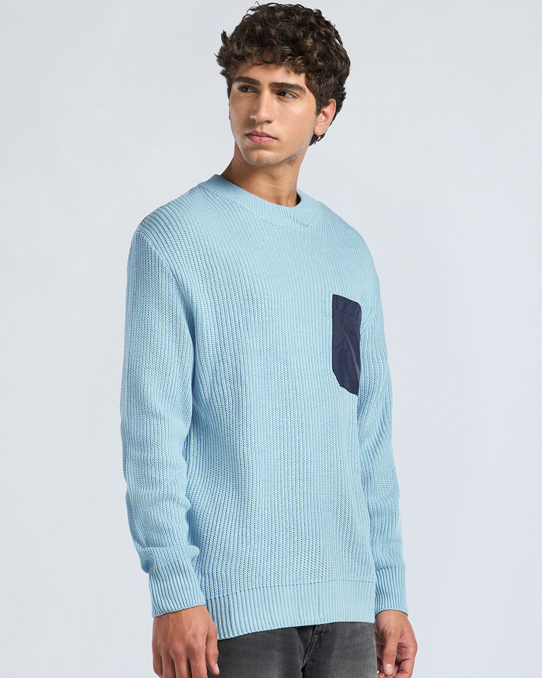 Shop Men's Blue Oversized Sweater-Back