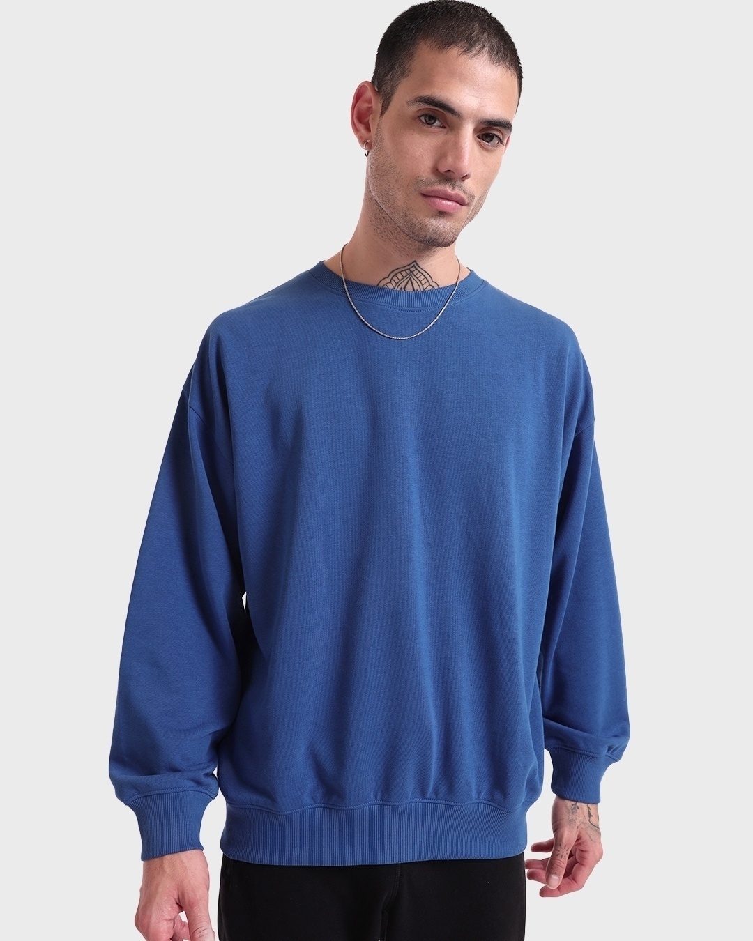 Buy Men's Blue Oversized Sweatshirt Online at Bewakoof