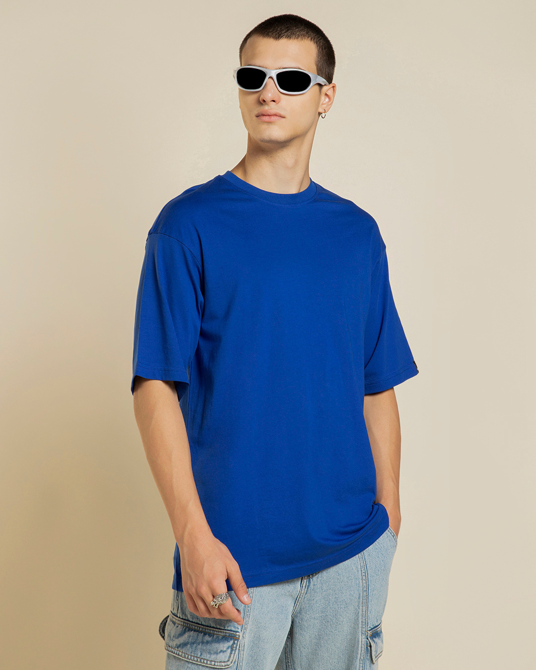 Shop Men's Blue Oversized T-shirt-Back