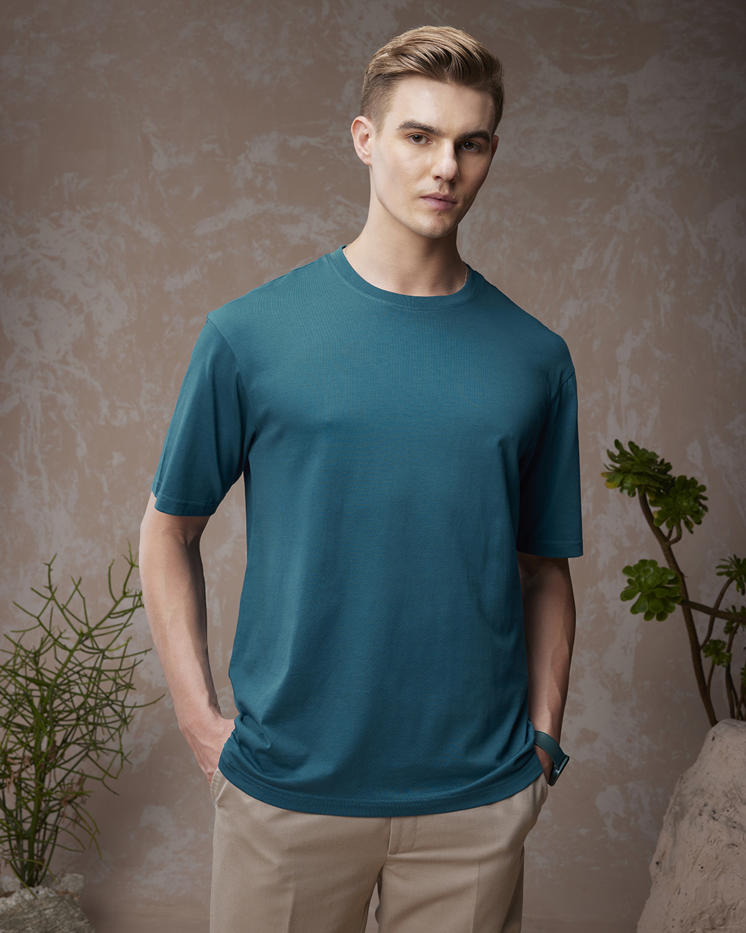 Unisex Blue Chess Print Oversized T-Shirt