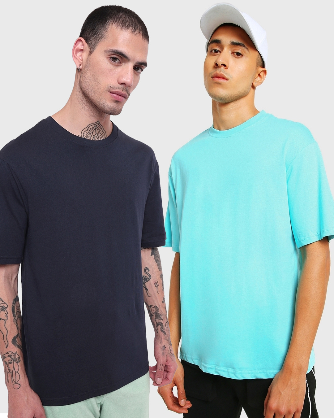 Buy Pack of 2 Men's Blue Oversized Tshirt Online at Bewakoof