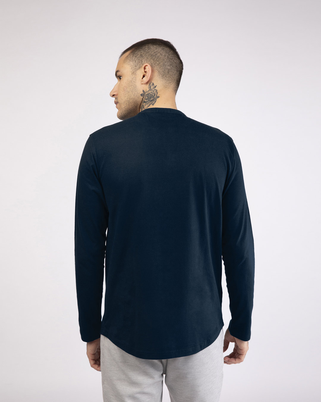Shop Men's Blue Plus Size Henley T-shirt-Back
