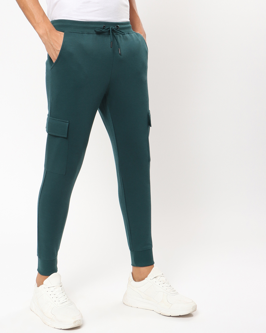 Shop Men's Blue Pocket Joggers-Back