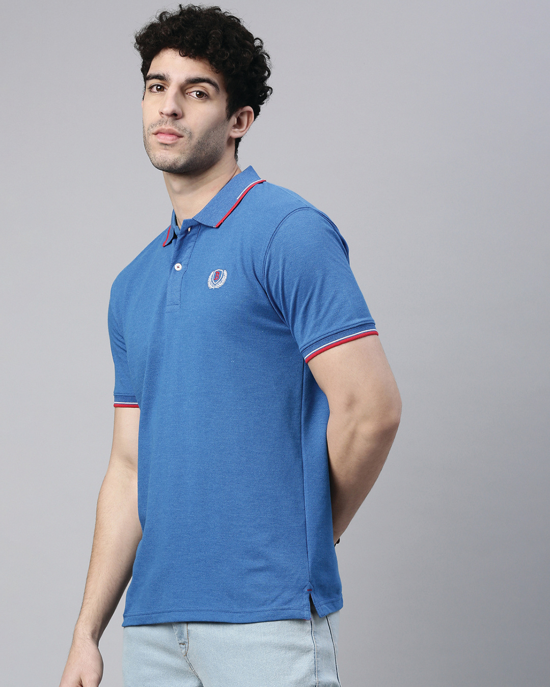 Shop Men's Blue Polo T-shirt-Back