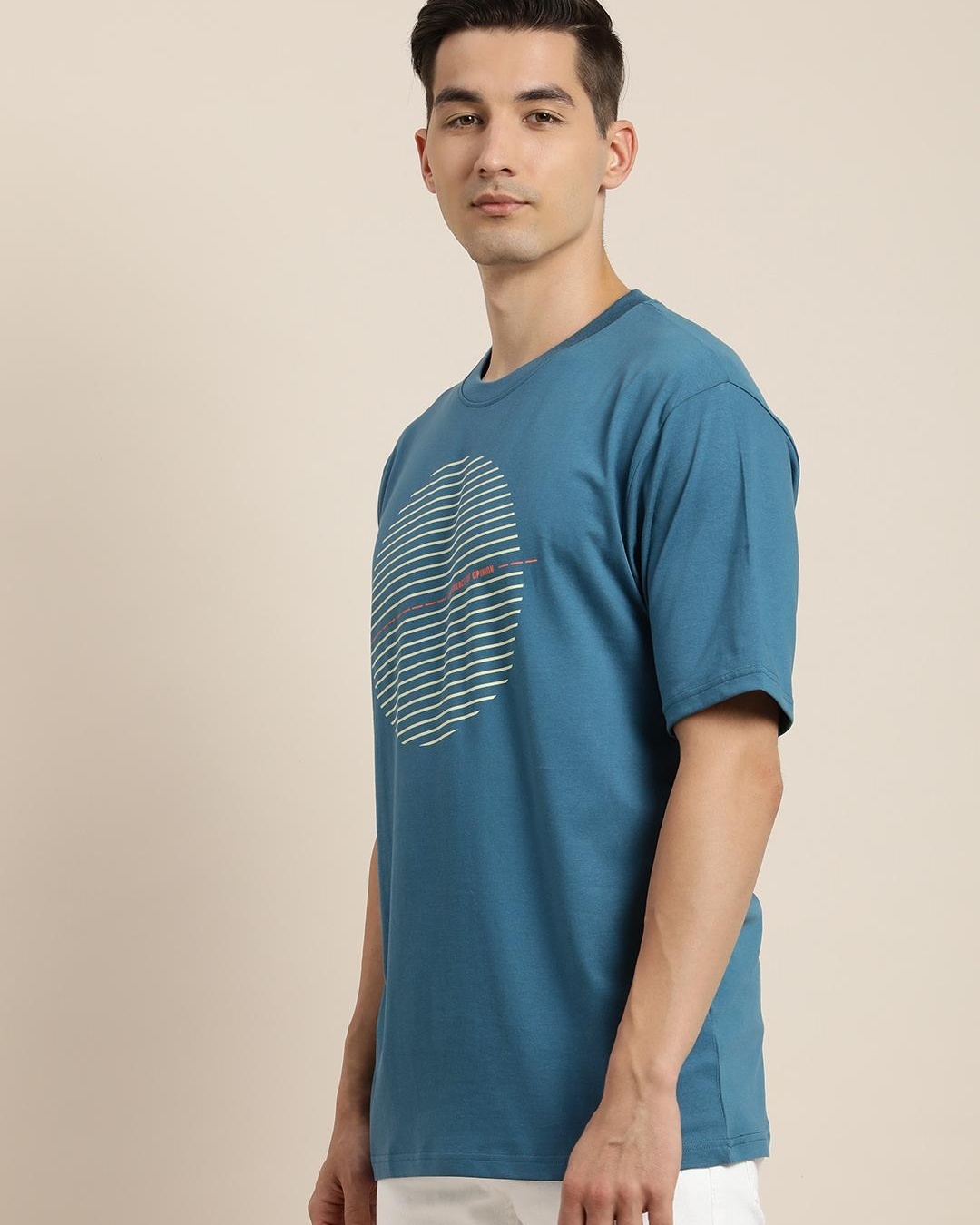 Shop Men's Blue Printed Oversized T-shirt-Back