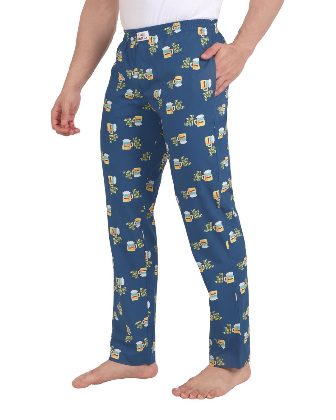 Shop Men's Blue Beerdo Printed Pyjamas-Back