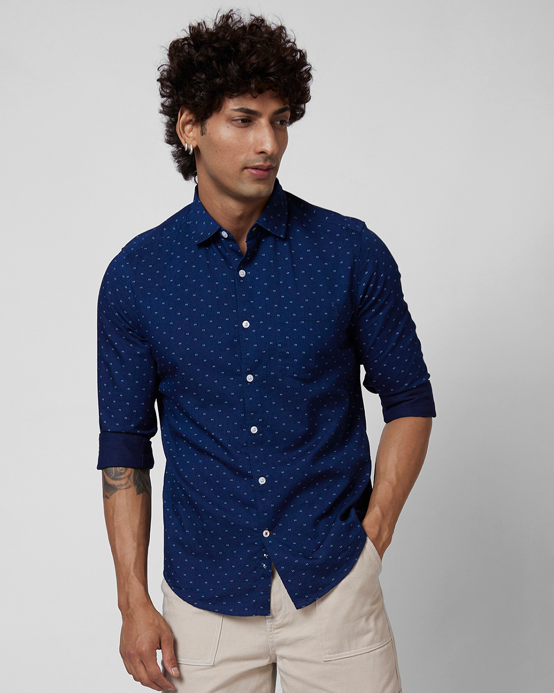 Buy Men's Blue All Over Printed Shirt for Men Blue Online at Bewakoof