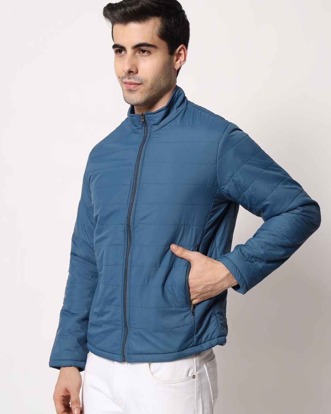 Shop Men's Blue Puffer Jacket-Back