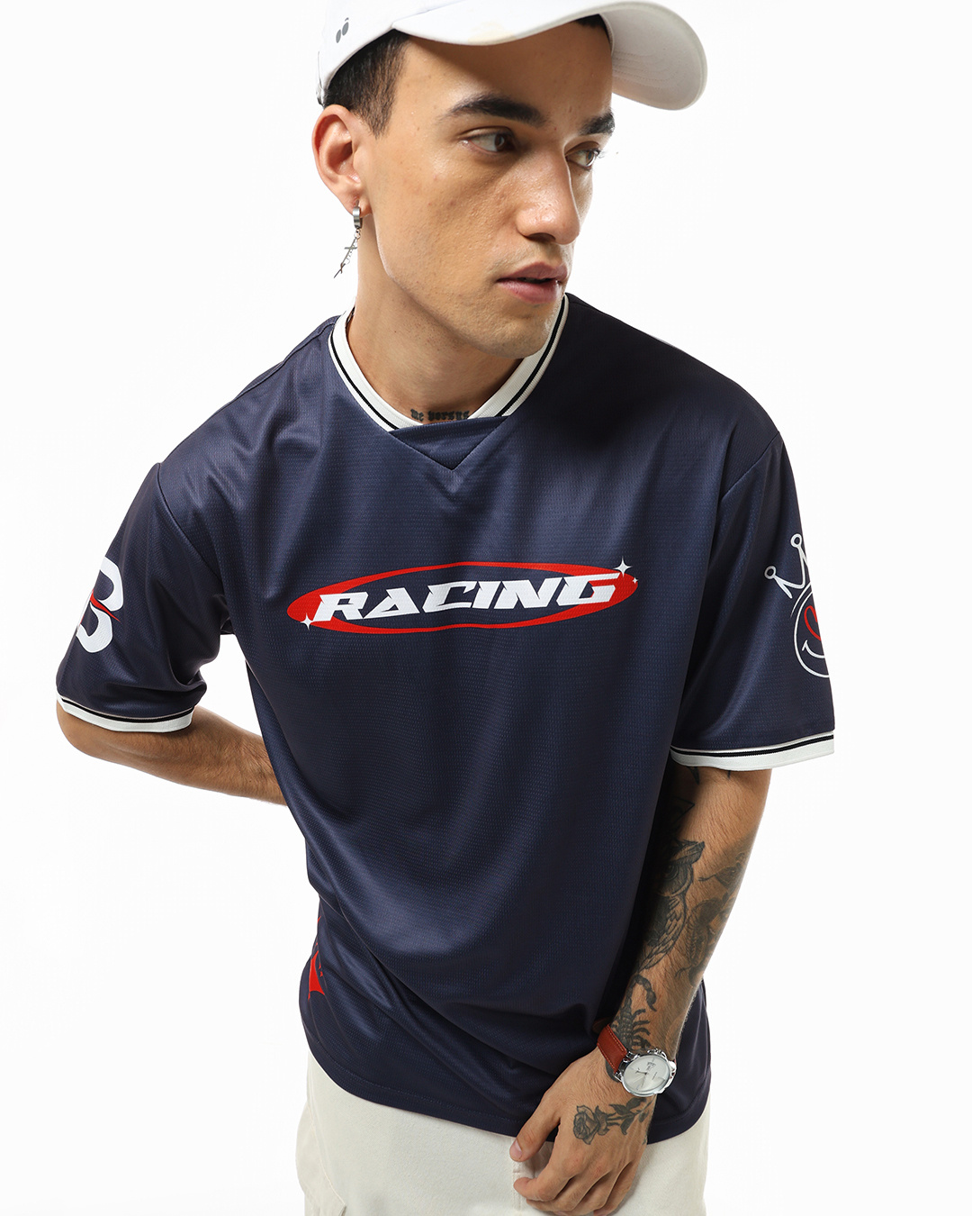 Buy Men's Blue Racing Typography Oversized T-shirt Online at Bewakoof