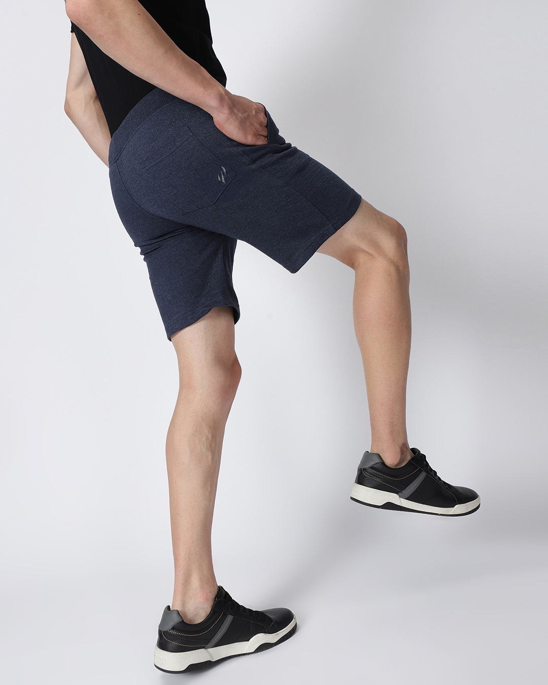 Shop Men's Blue Regular Cotton Casual Shorts-Back