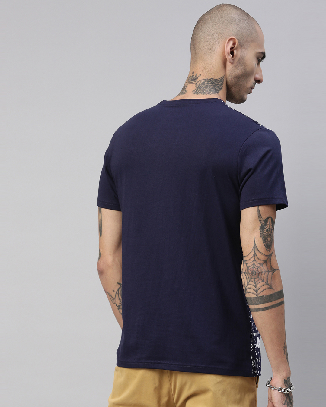 Shop Men's Blue  Regular Fit Printed Tshirt-Back