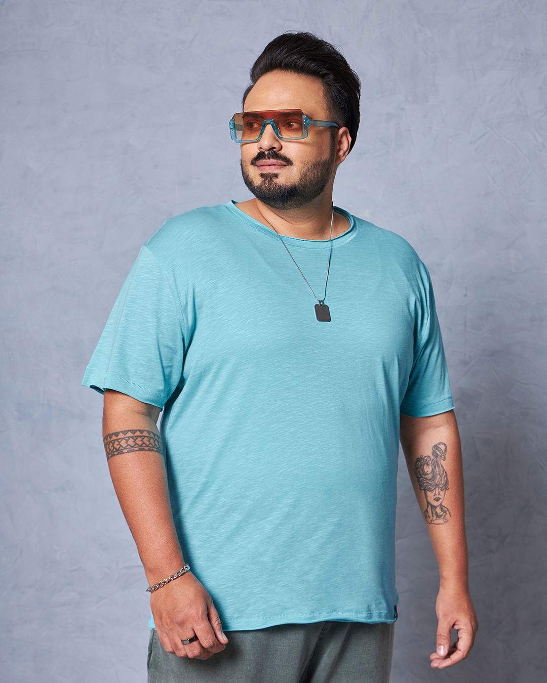 Buy Men's Blue Plus Size T-shirt Online at Bewakoof