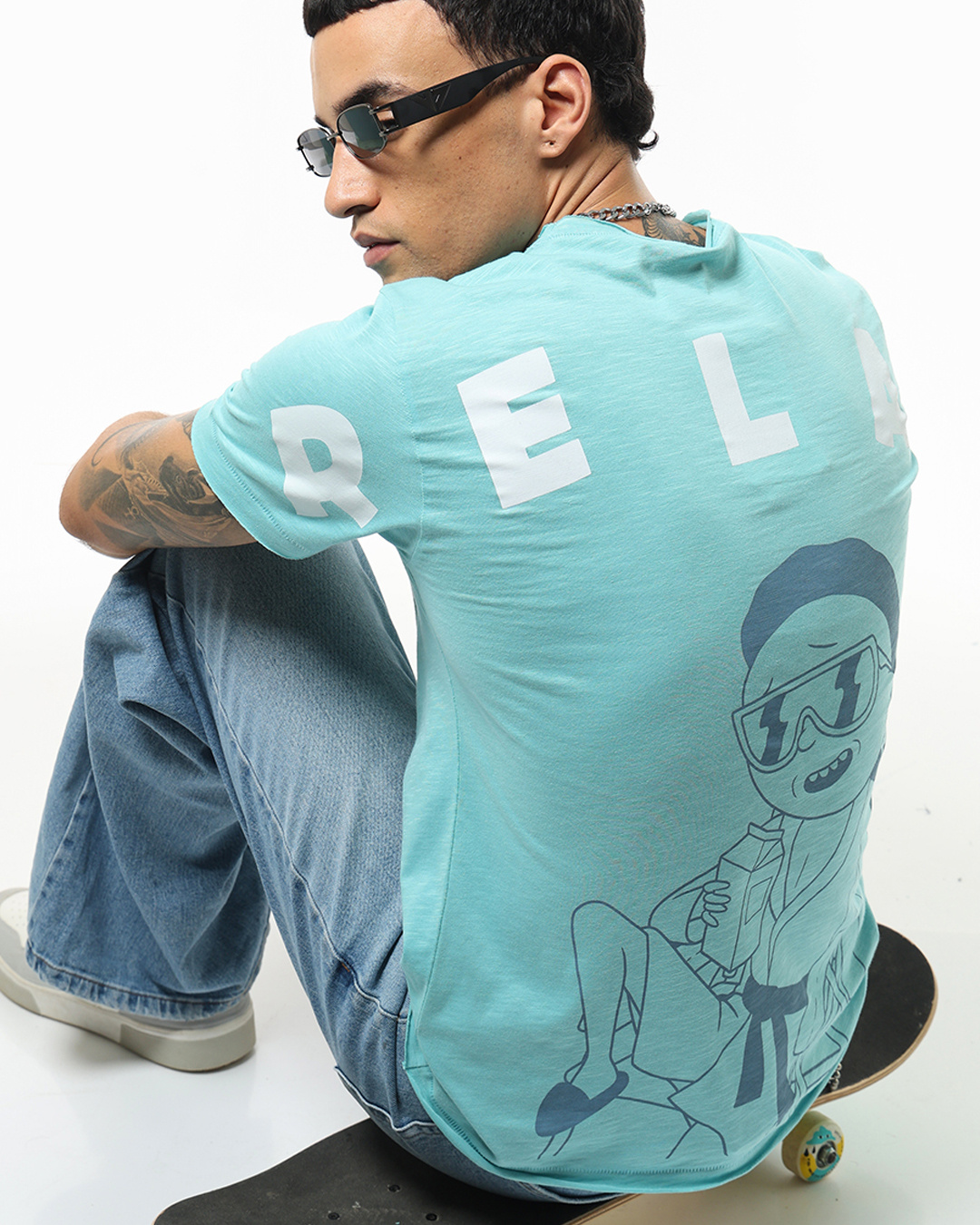 Buy Men's Blue Relax Mode Graphic Printed T-shirt Online at Bewakoof