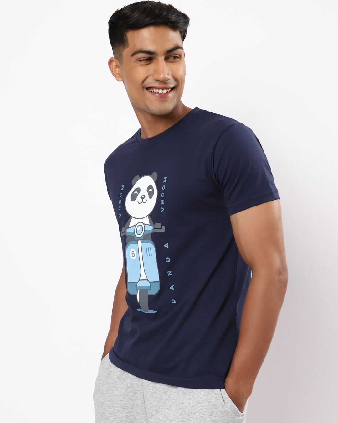 Shop Men's Blue Rider Vroom Panda Graphic Printed T-shirt-Back