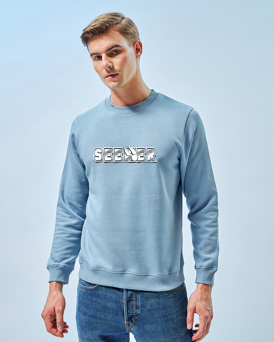 Shop Men's Blue Seeker Graphic Printed Sweatshirt-Back