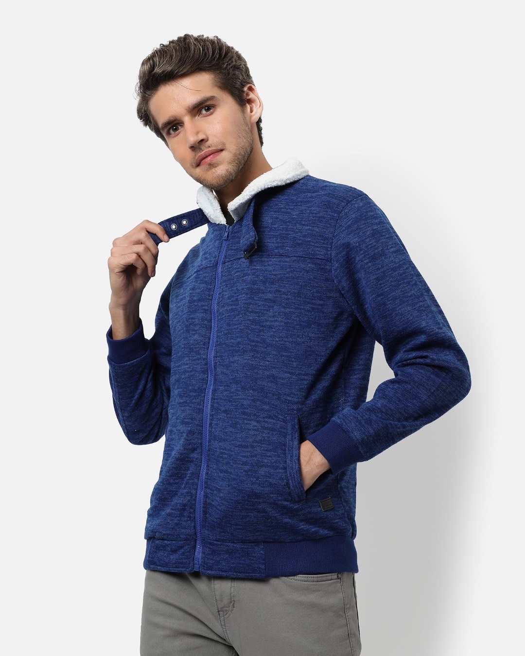 Shop Men's Blue Self Design Jacket-Back