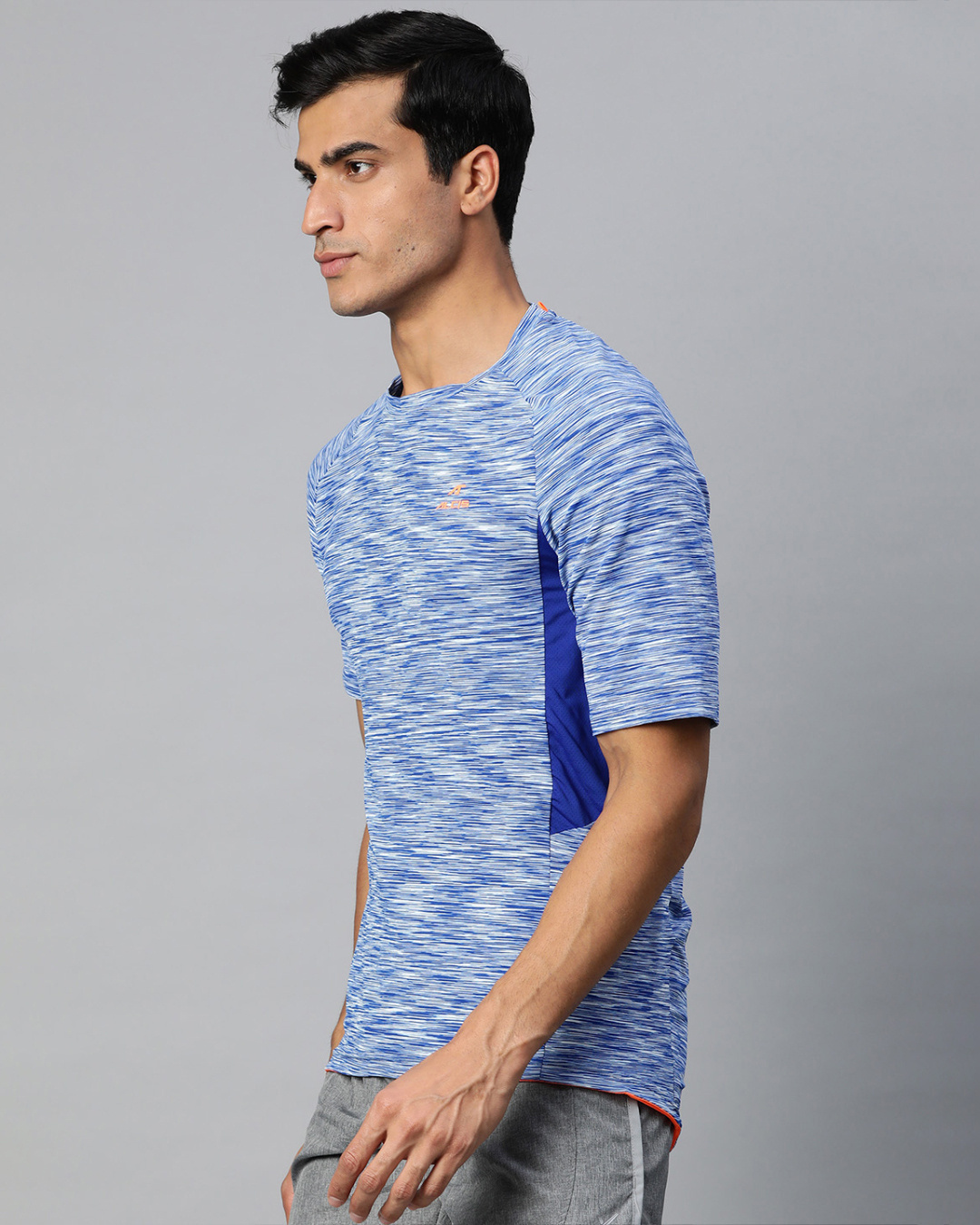 Shop Men's Blue Self Design Slim Fit T-shirt-Back