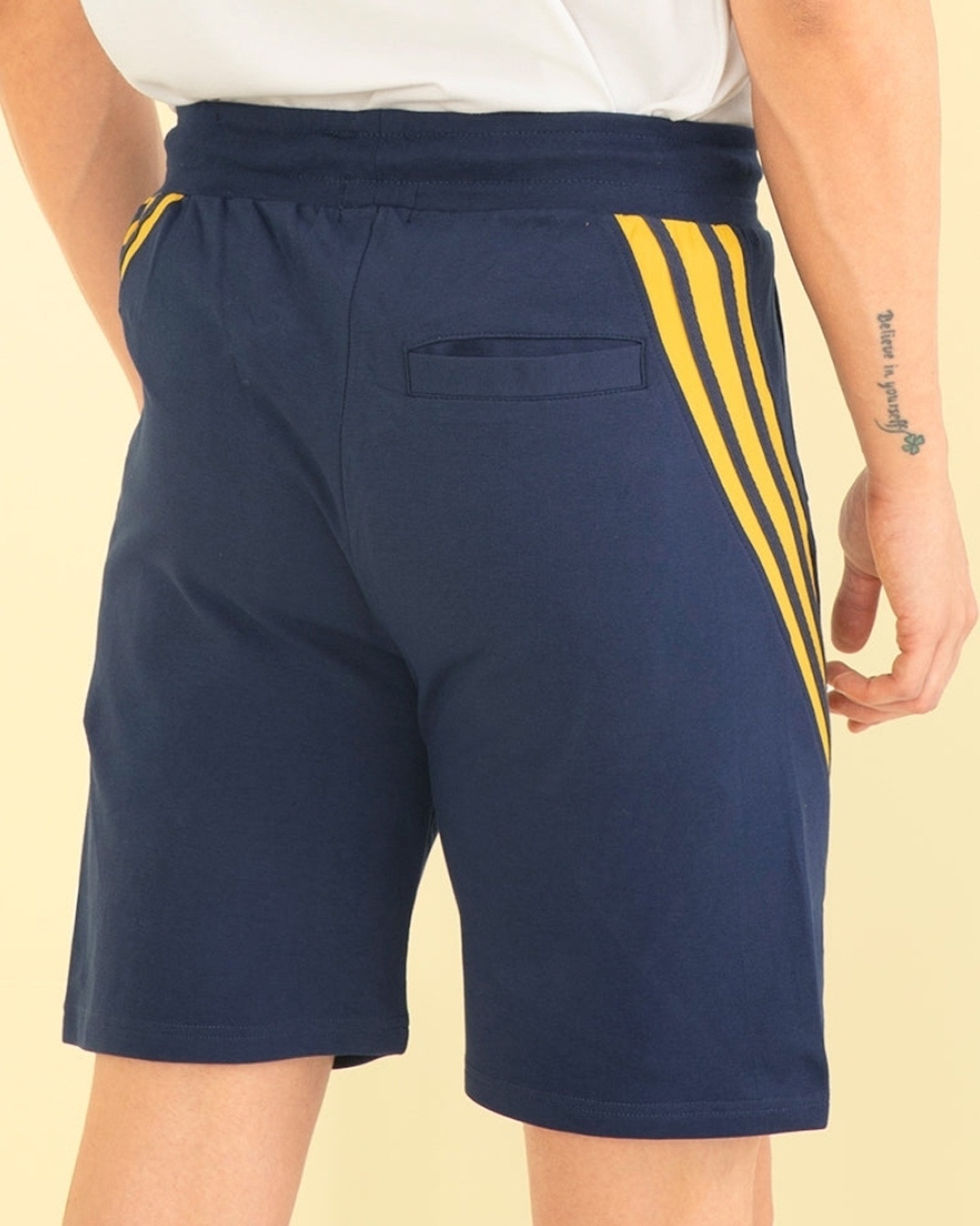 Shop Men's Blue Side Striped Sports Shorts-Back