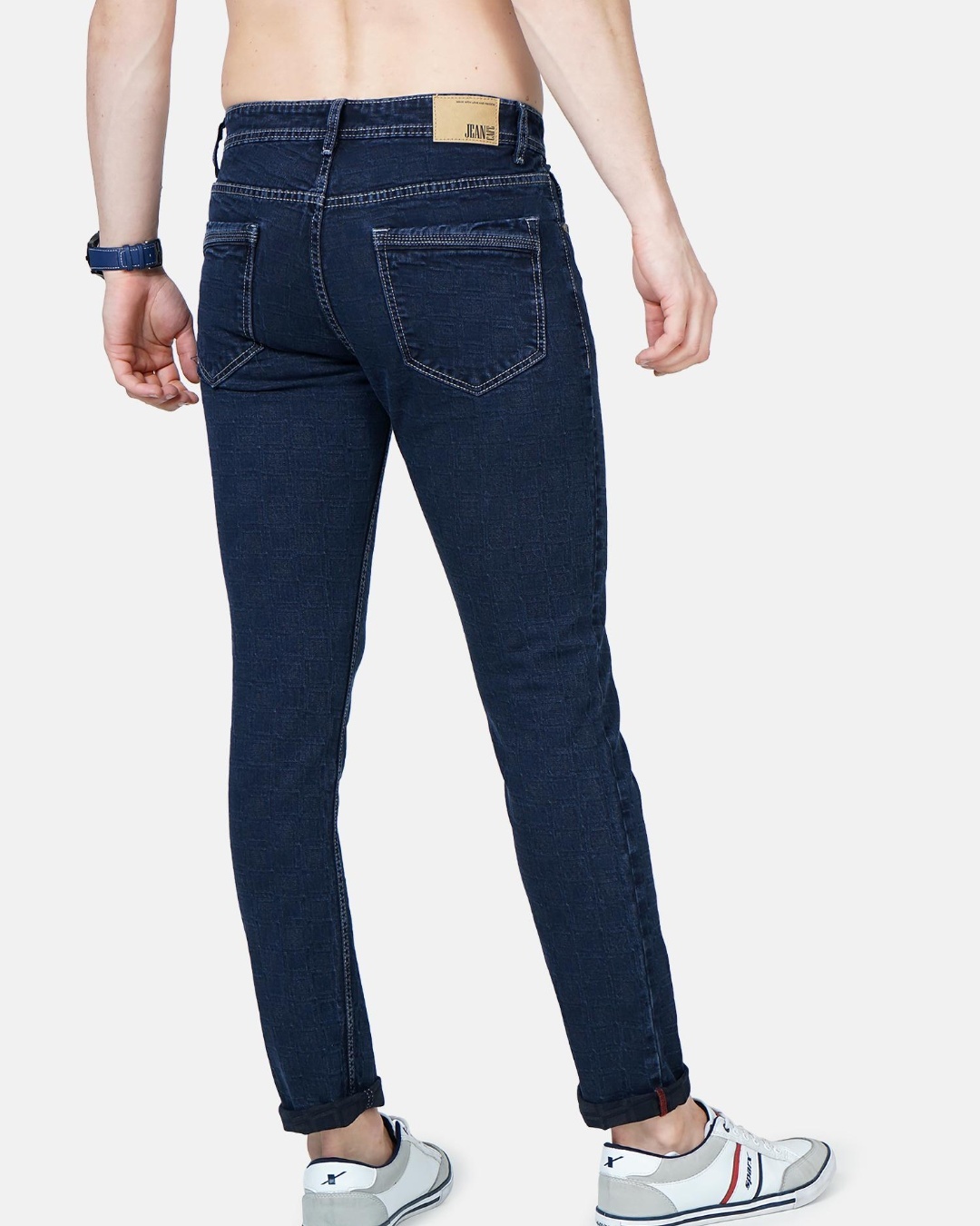 Shop Men's Blue Skinny Fit Jeans-Back