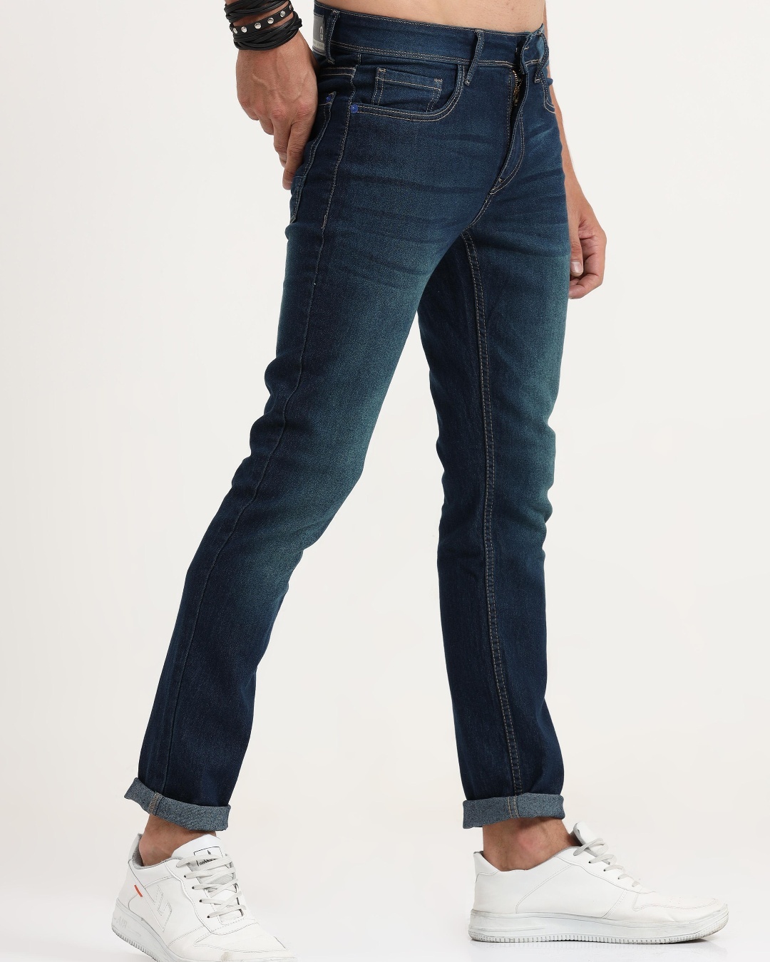Shop Men's Blue Skinny Fit Jeans-Back