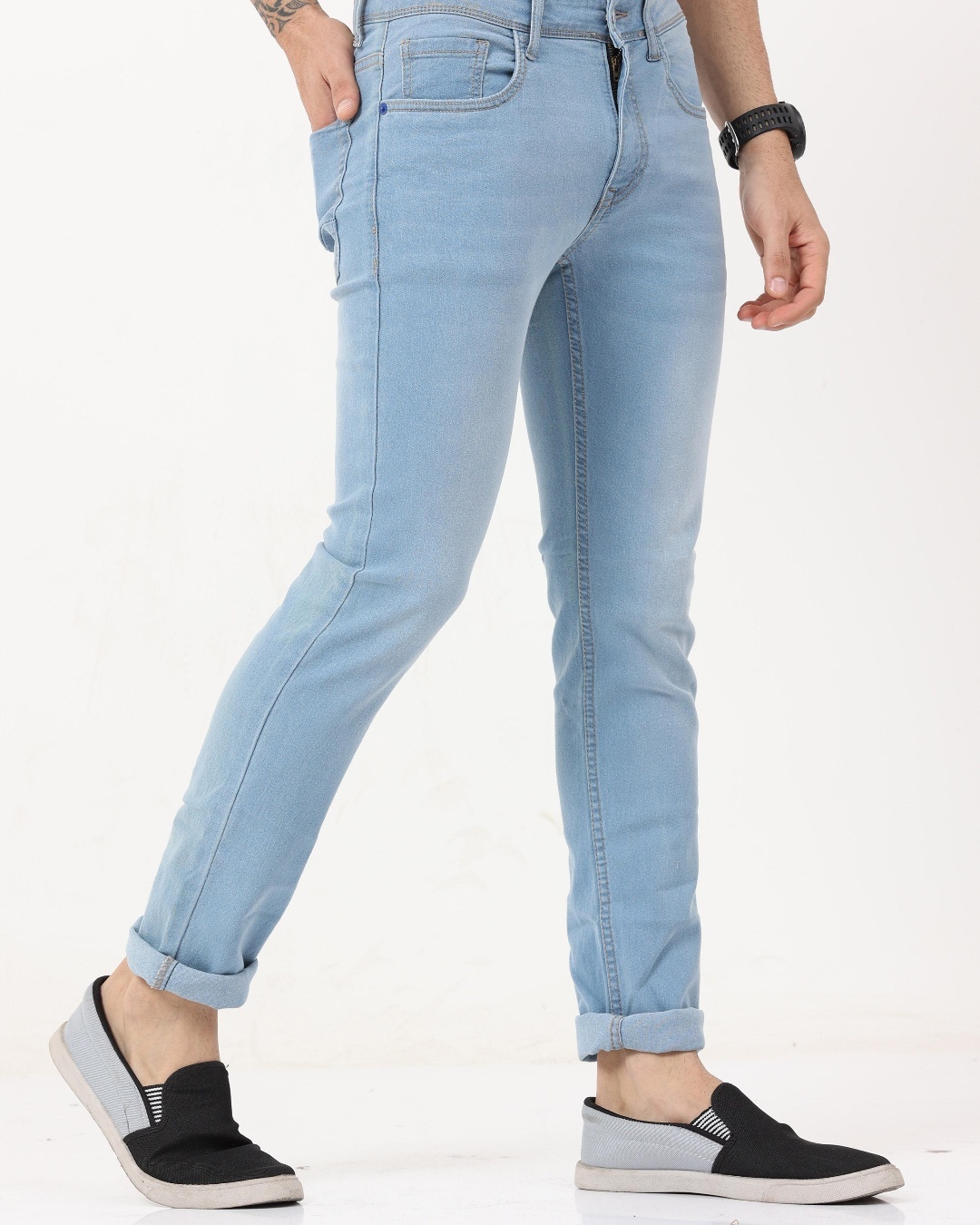 Shop Men's Blue Skinny Fit Jeans-Back