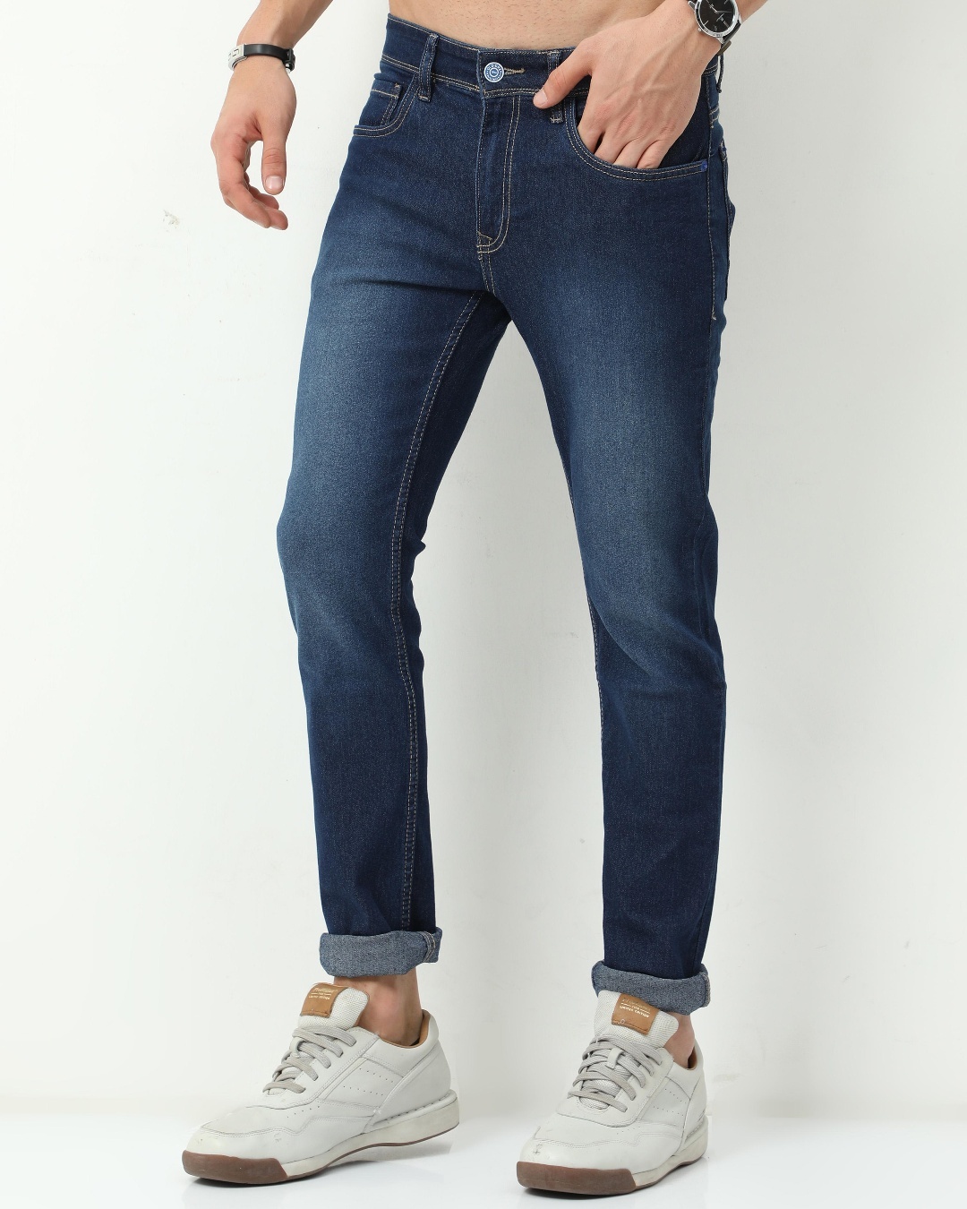 Shop Men's Blue Skinny Fit Jeans-Back