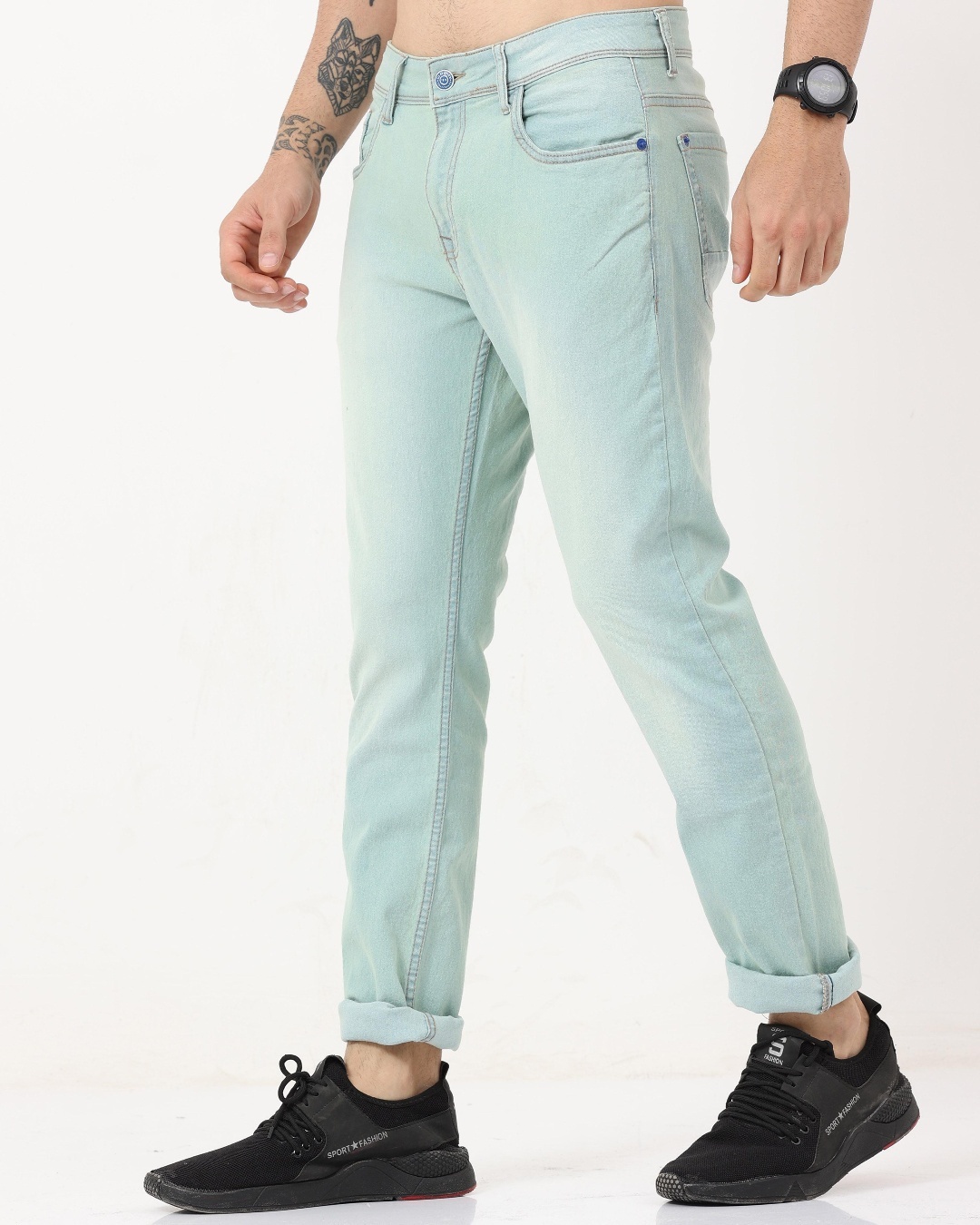 Shop Men's Blue Skinny Fit Jeans-Back