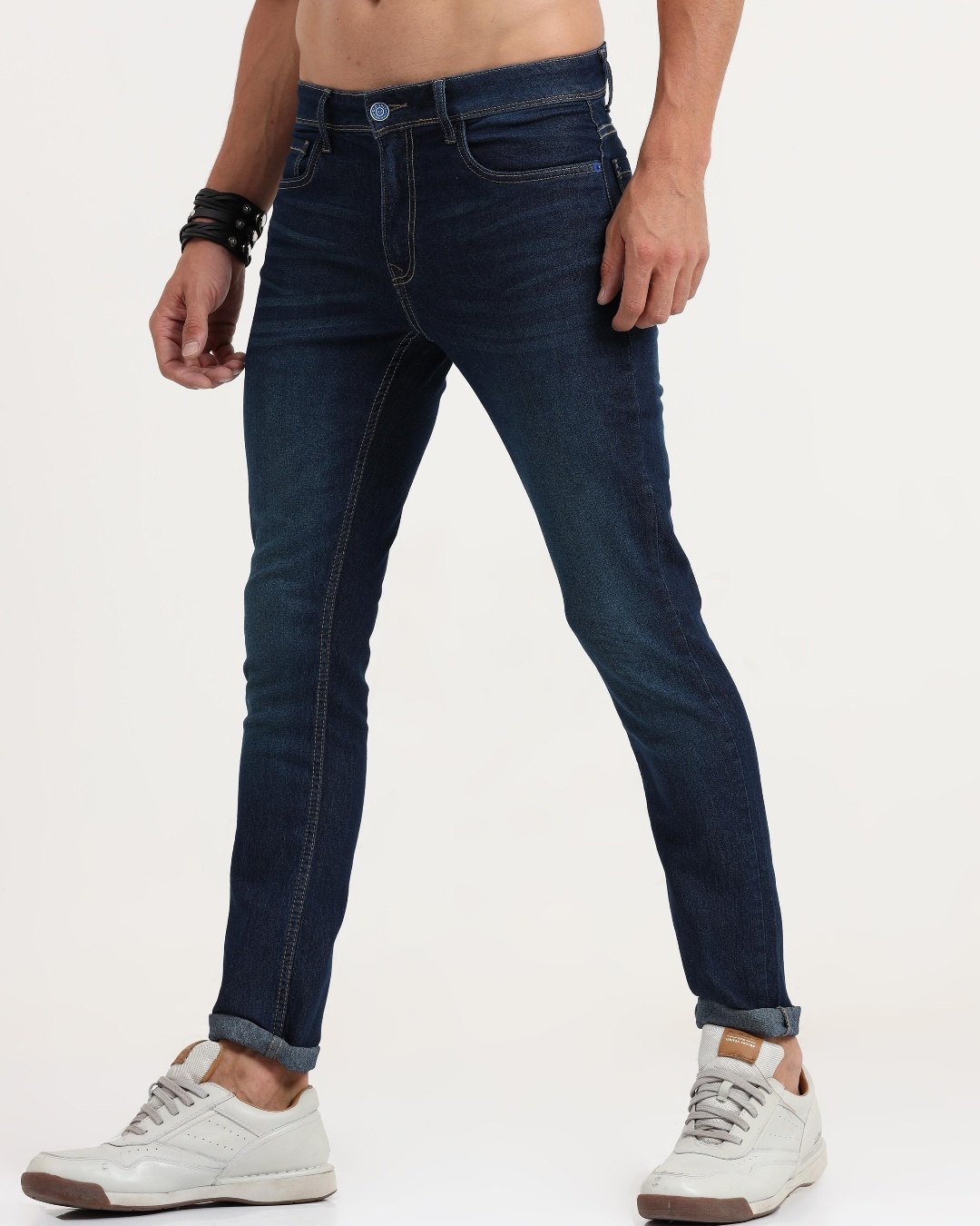 Shop Men's Blue Skinny Fit Jeans-Back