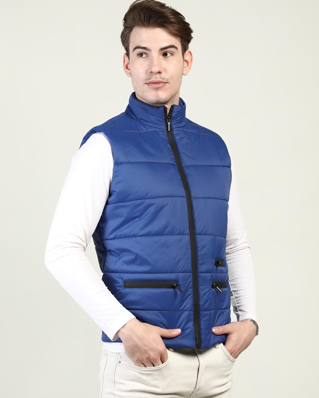 Shop Men's Blue Sleeveless Puffer Jacket-Back