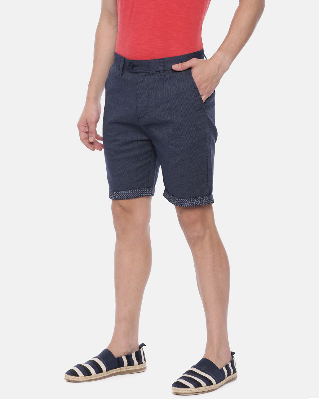 Shop Men's Blue Slim Fit Cotton Shorts-Back