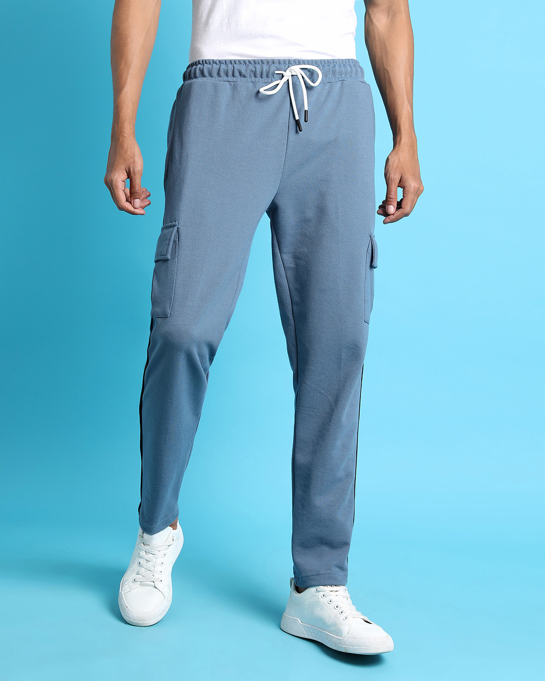 Blue Regular Fit Track Pants For Men By Being Human Clothing