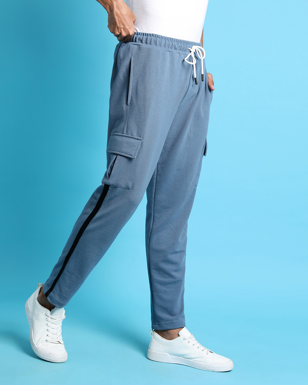 Buy Men's Blue Slim Fit Cotton Track Pants Online at Bewakoof