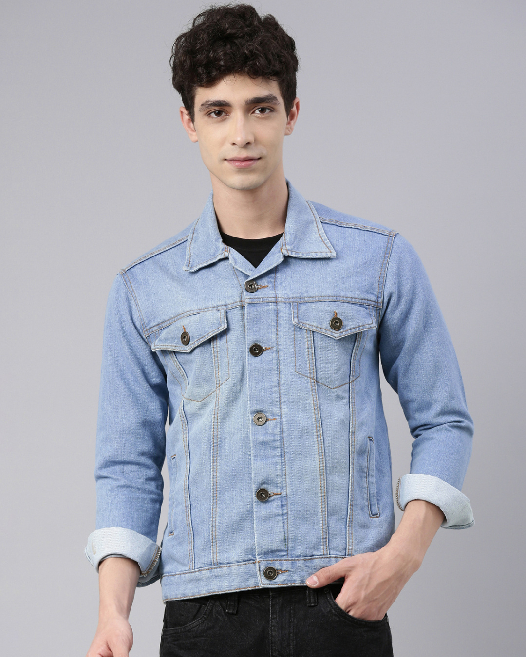 Men's Vintage Denim Jacket Embroidery Decor Casual Slightly - Temu