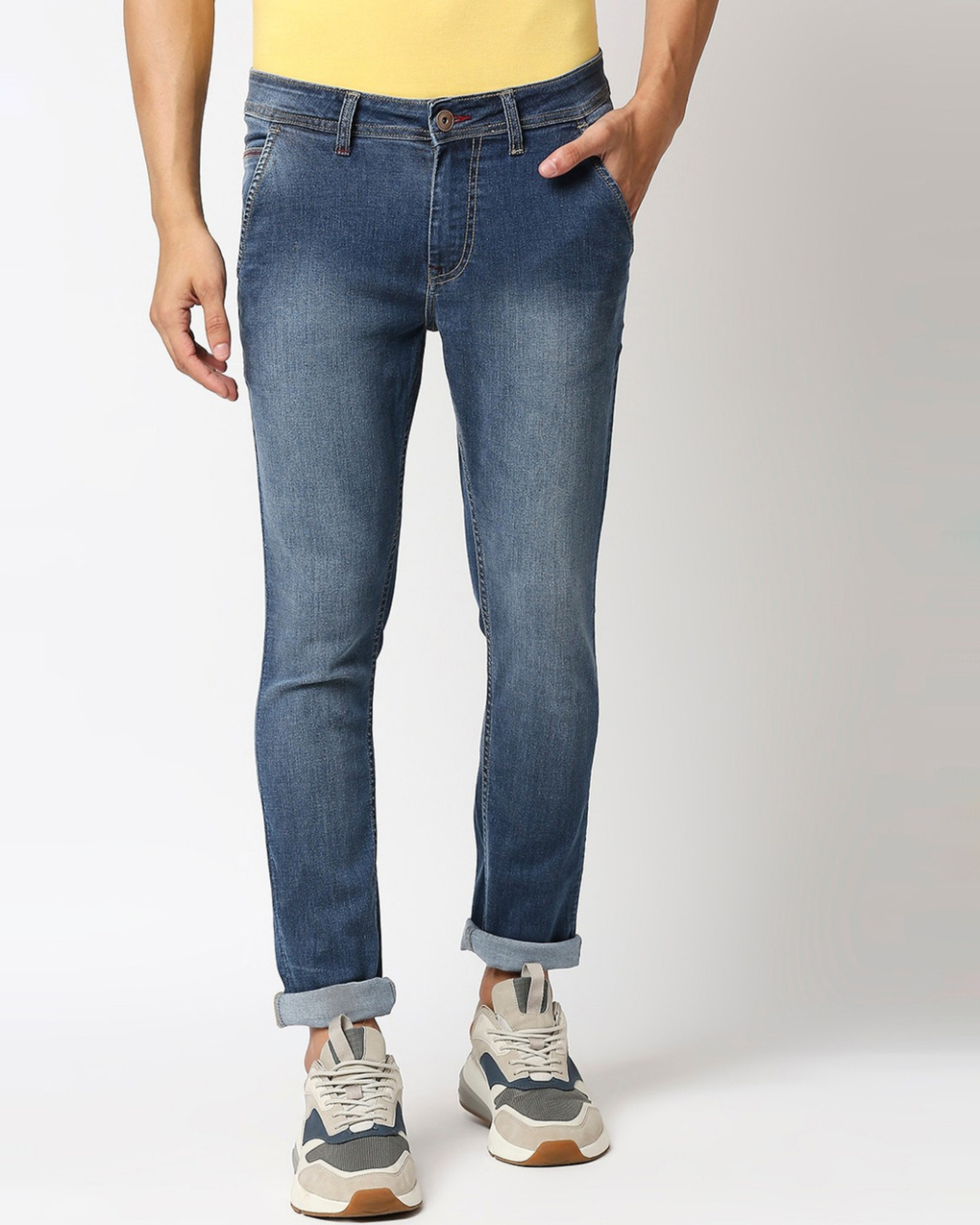 Buy Men's Blue Slim Fit Faded Jeans for Men Blue Online at Bewakoof