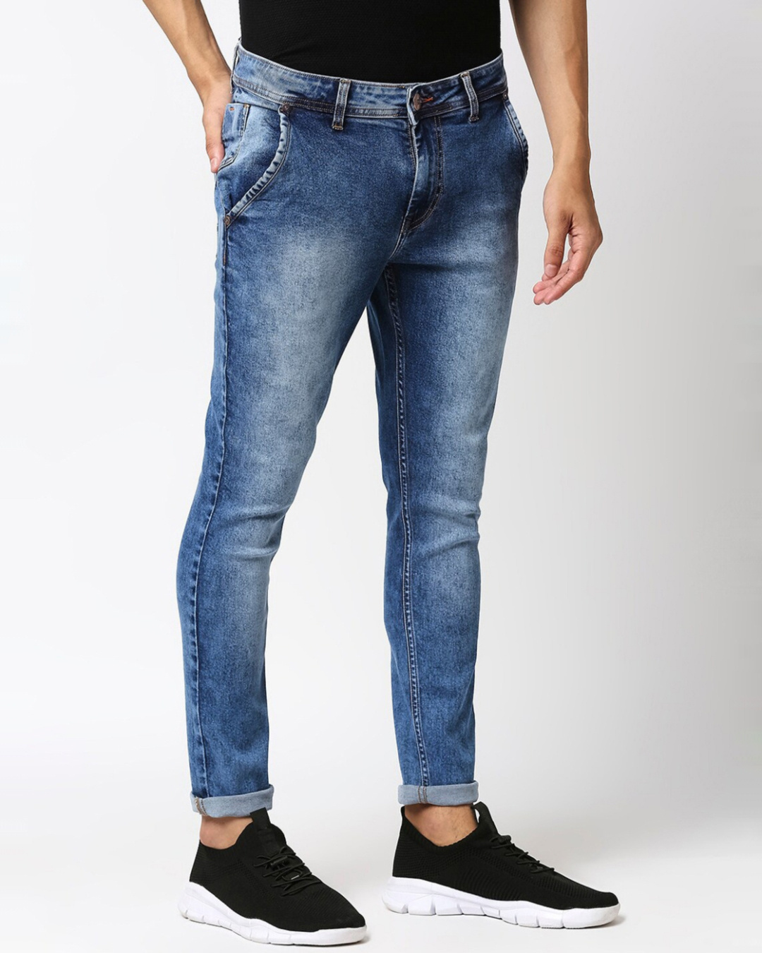 Shop Men's Blue Slim Fit Faded Jeans-Back