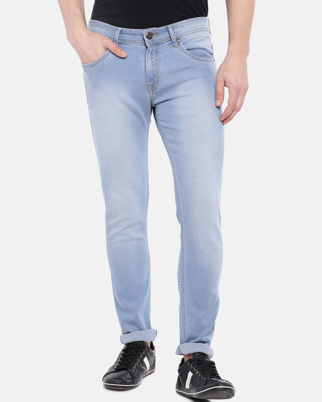 Buy Men S Blue Slim Fit Faded Jeans Online At Bewakoof