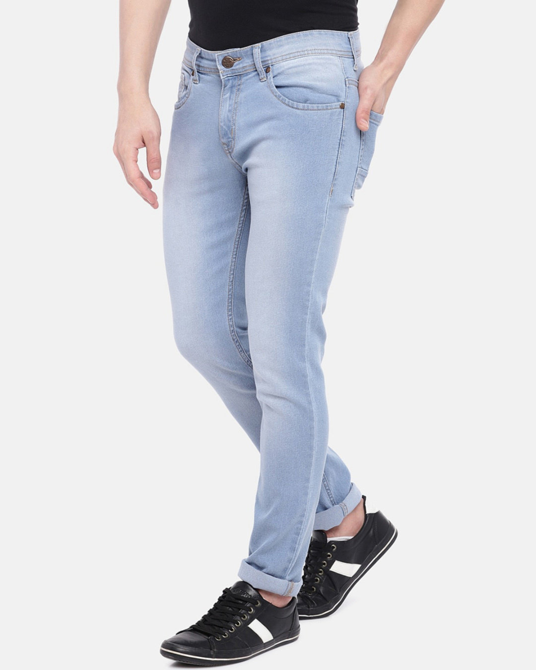 Shop Men's Blue Slim Fit Faded Jeans-Back