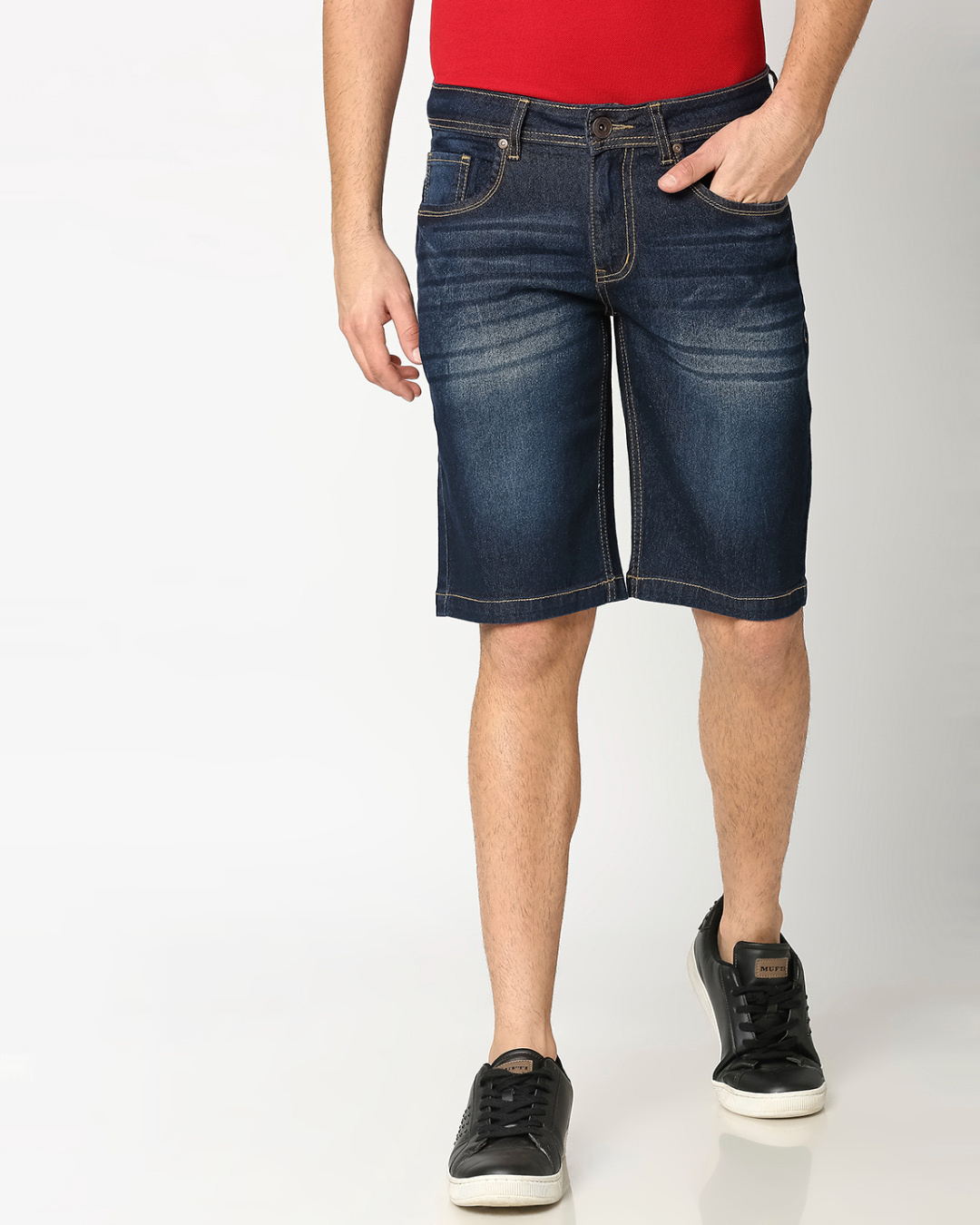 Buy Men's Blue Slim Fit Faded Shorts for Men Blue Online at Bewakoof