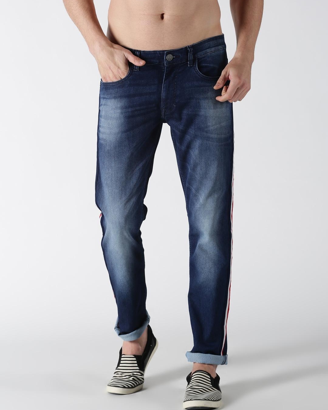 Buy Men s Blue Slim Fit Jeans Online At Bewakoof