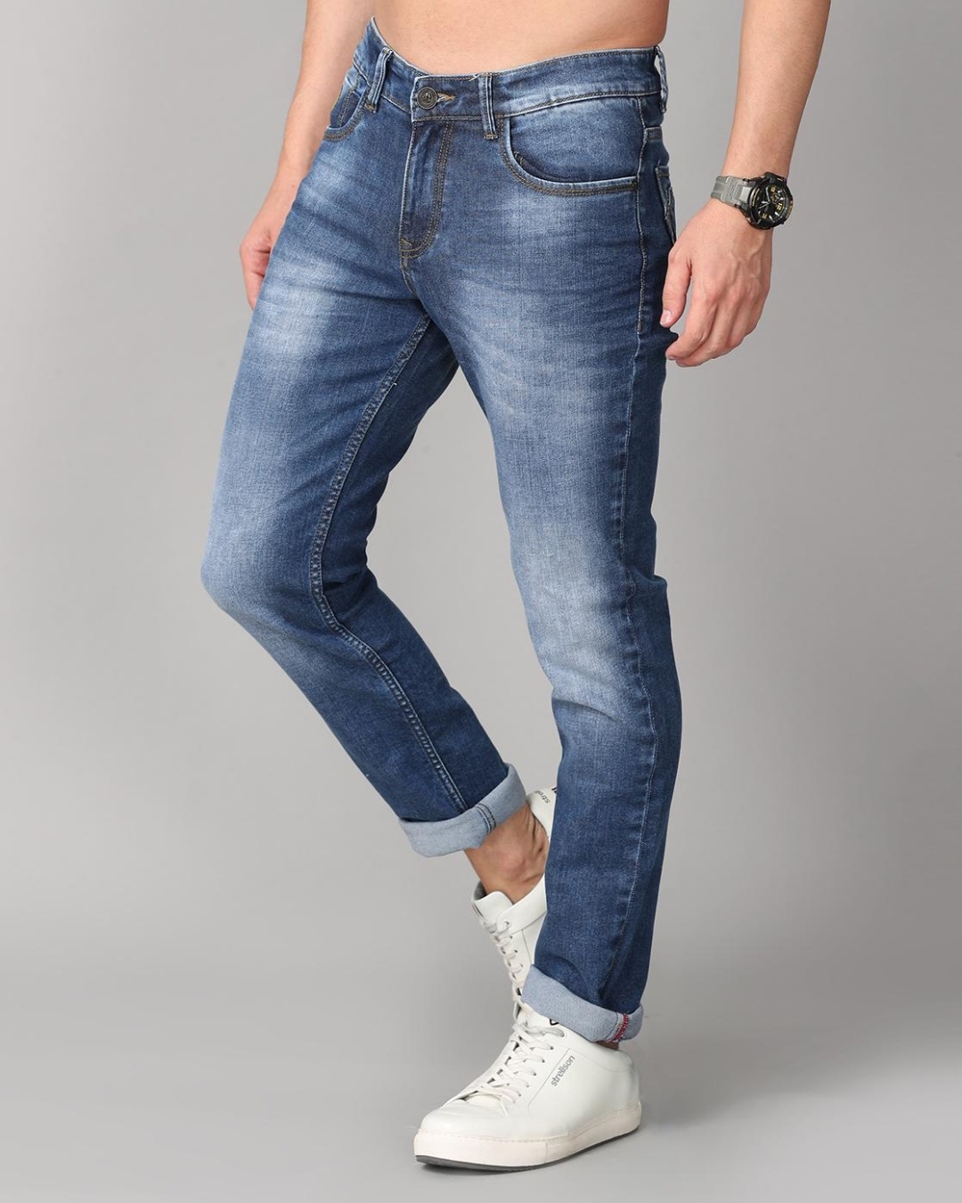 Shop Men's Blue Slim Fit Jeans-Back