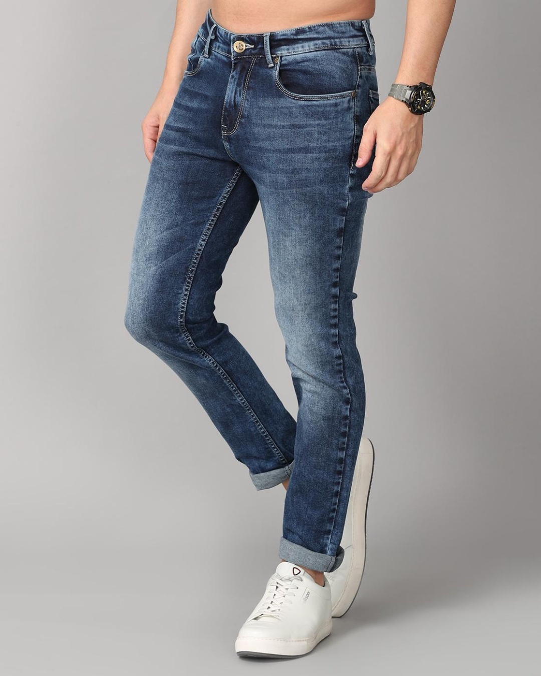 Shop Men's Blue Slim Fit Jeans-Back