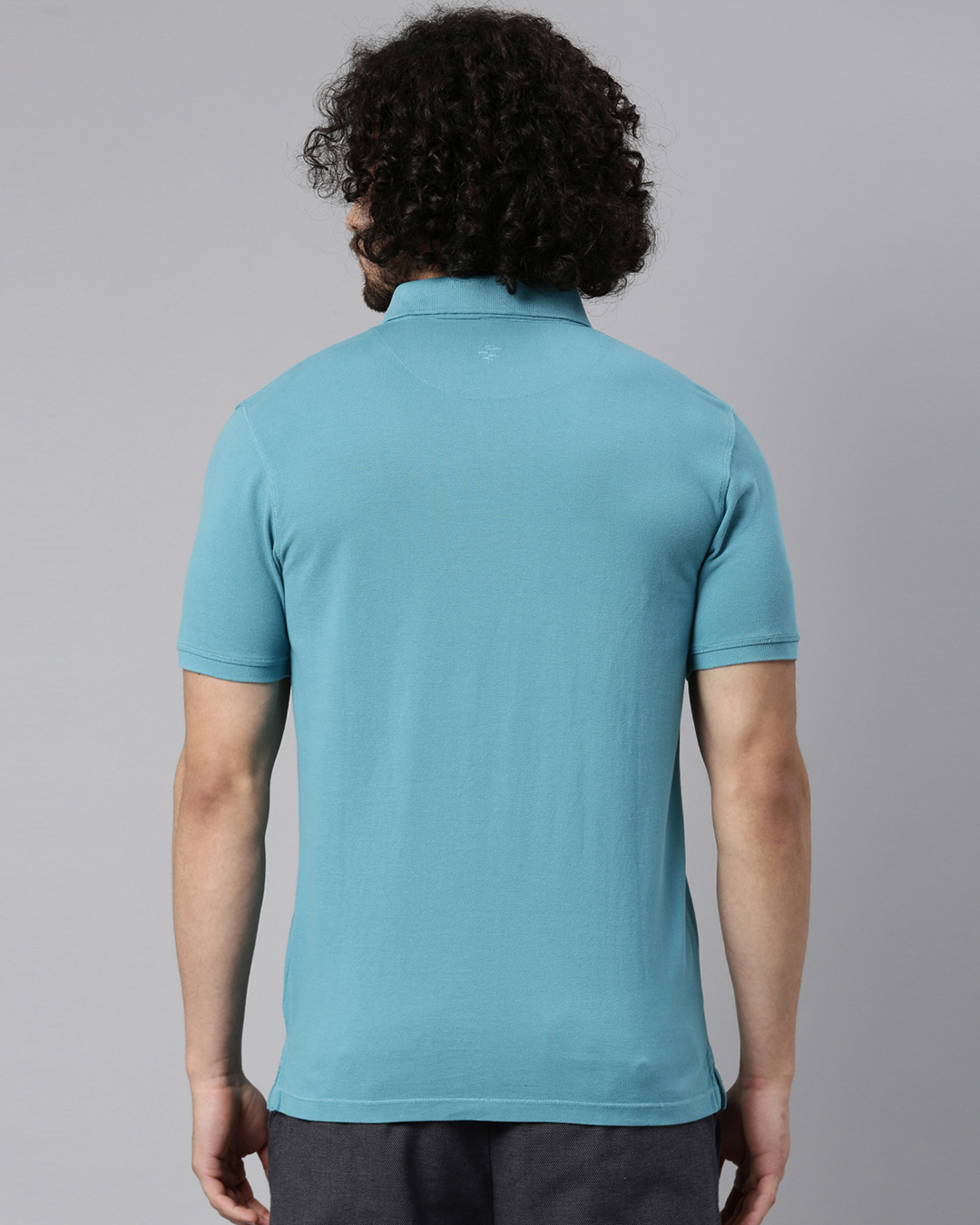 Shop Men's Blue Slim Fit Polo Tshirt-Back