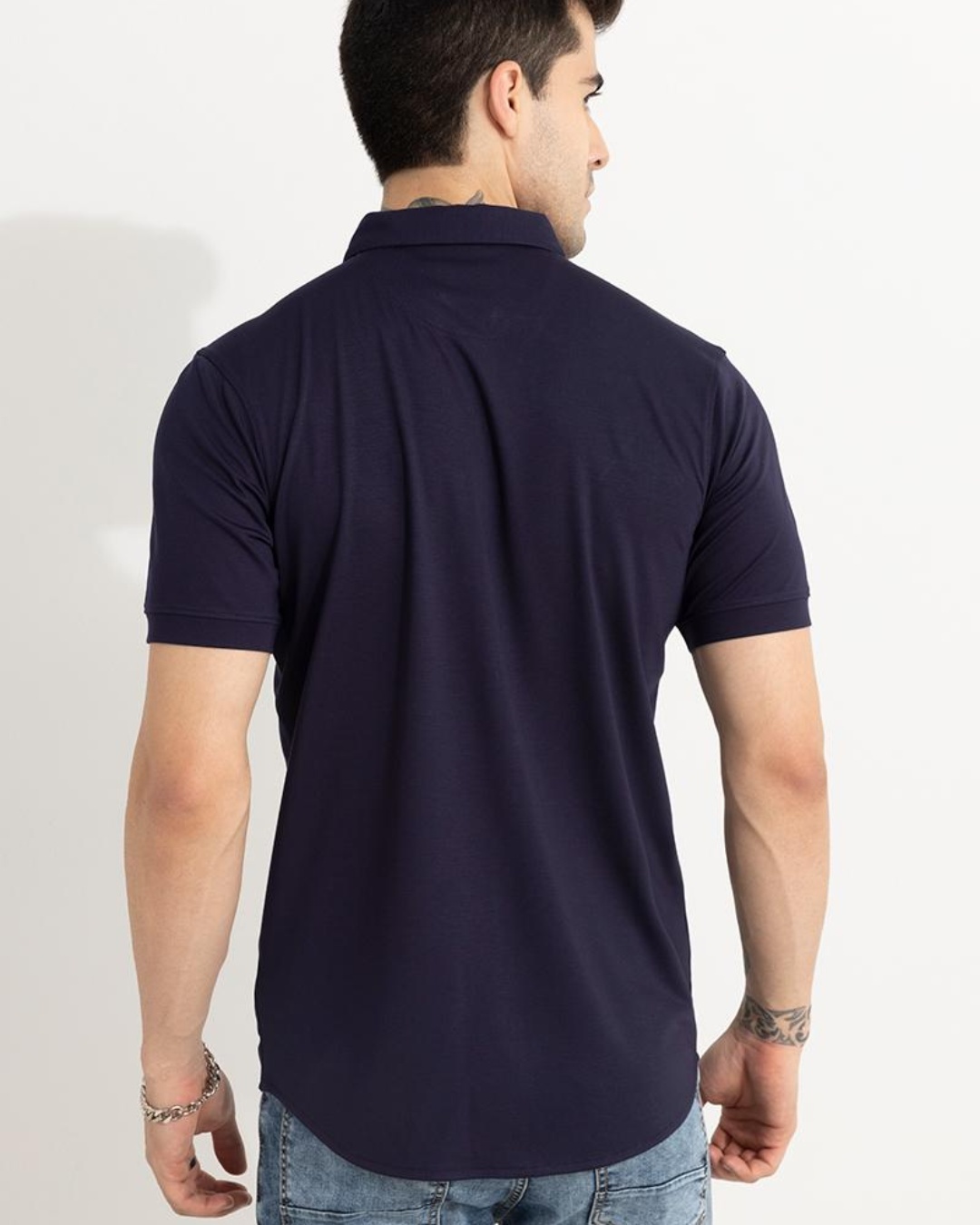 Shop Men's Blue Slim Fit Shirt-Back