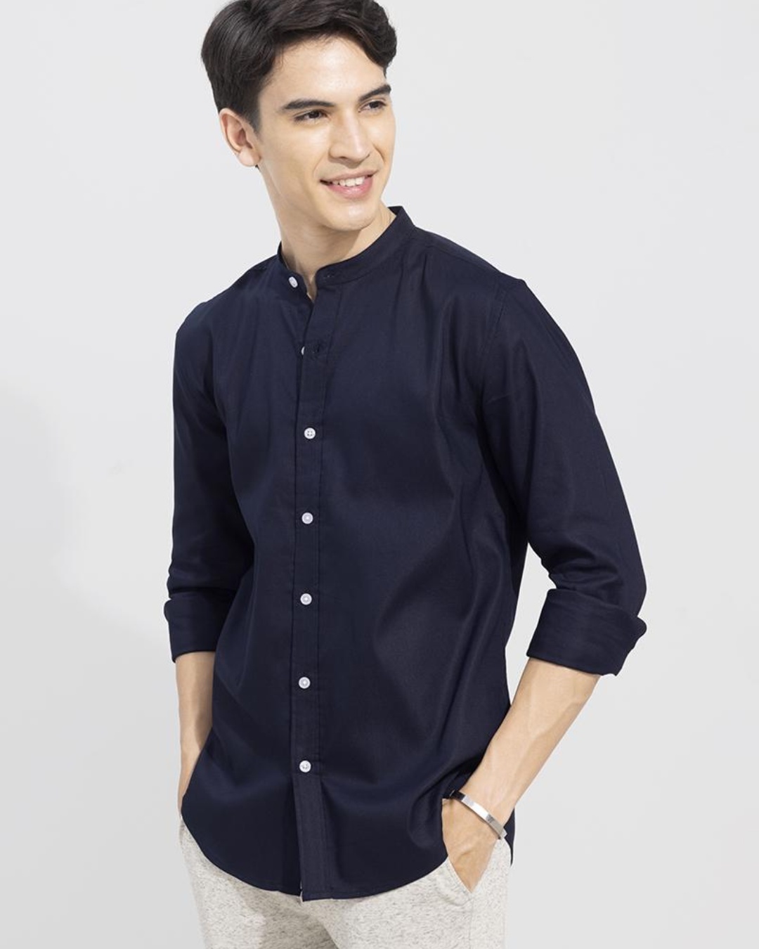 Shop Men's Blue Slim Fit Shirt-Back