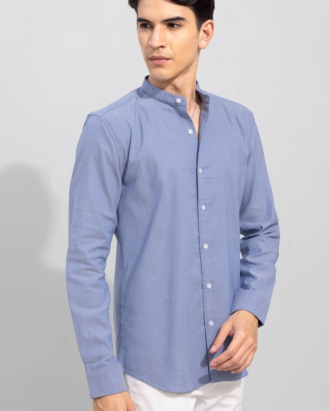 Shop Men's Blue Slim Fit Shirt-Back