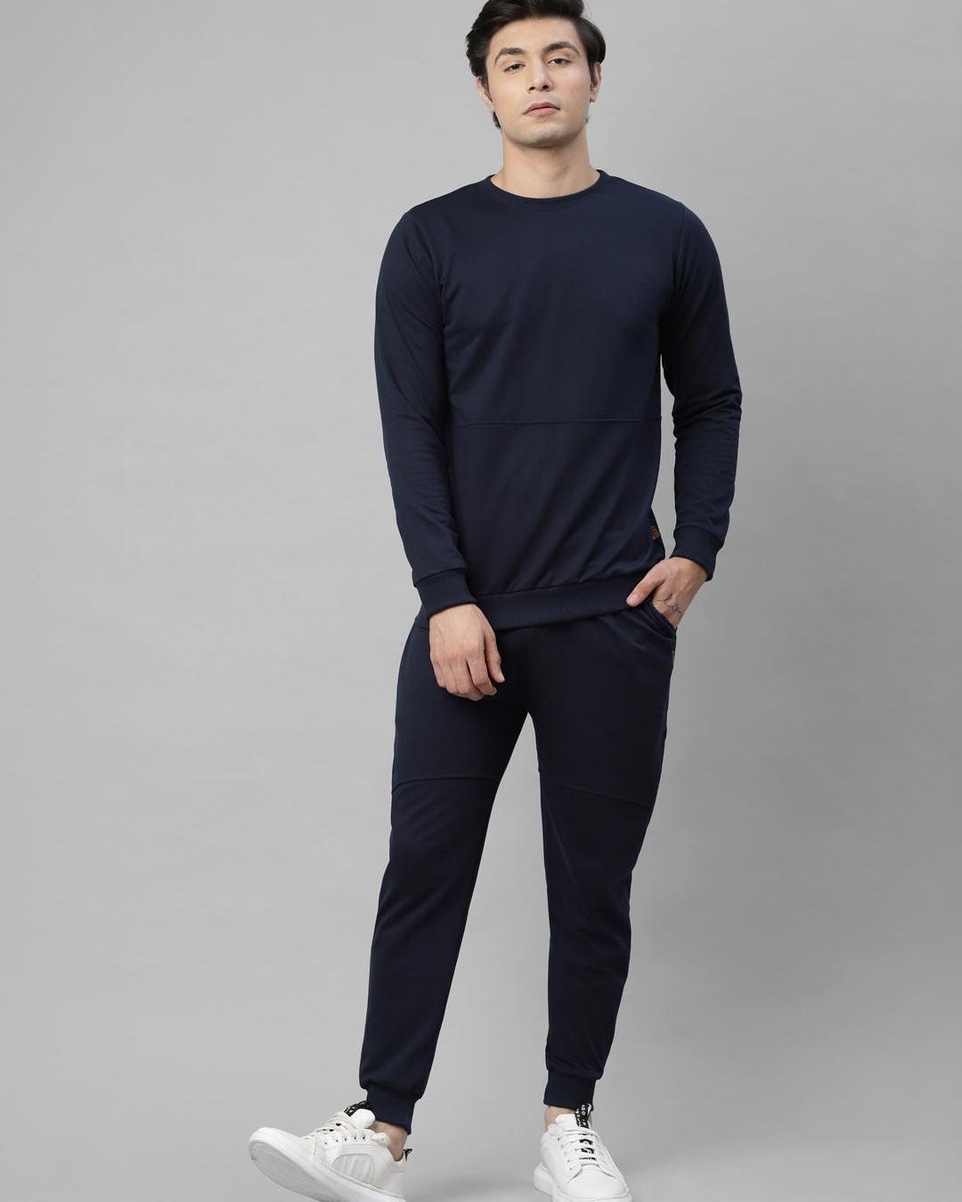 Buy Men's Blue Slim Fit Sweatshirt and Jogger Set Online in India at ...