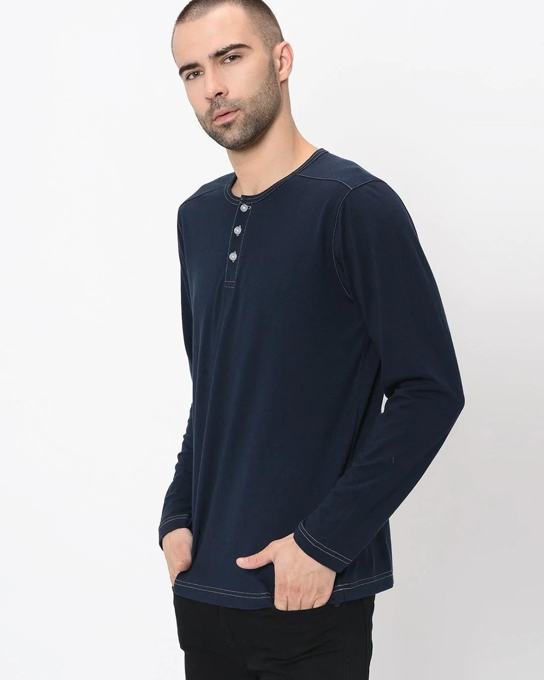 Shop Men's Blue Slim Fit T-shirt-Back
